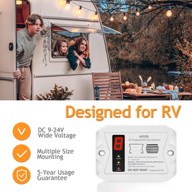 VITITE RV propane detector digital display shows real-time LPG levels for quick awareness.