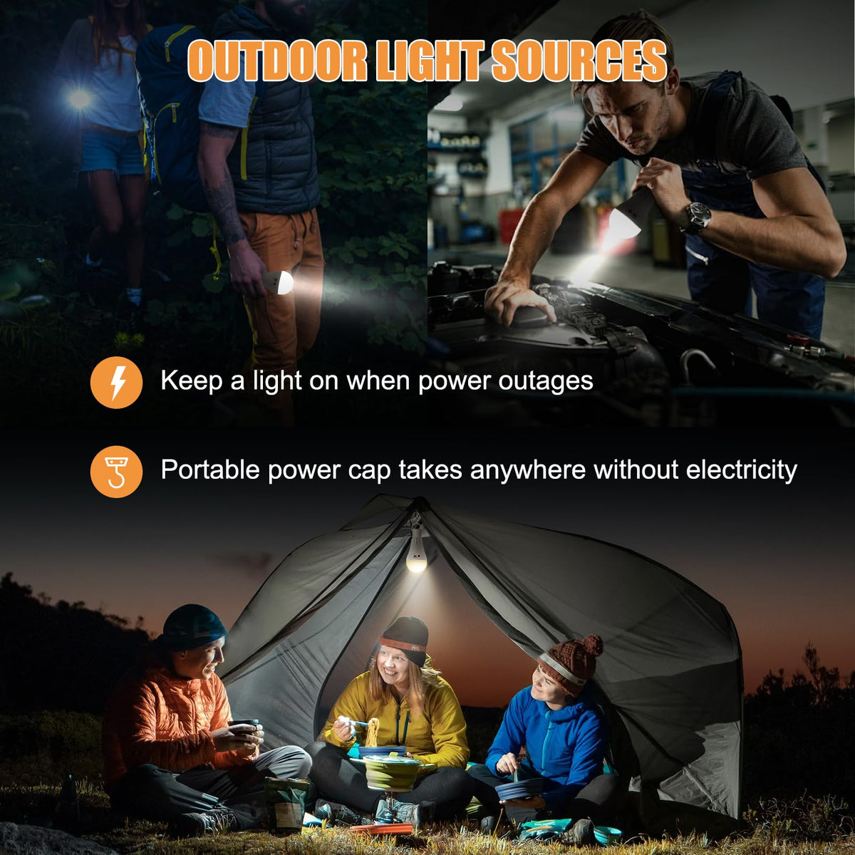 Emergency outdoor hook setup with Vitnucrol bulb