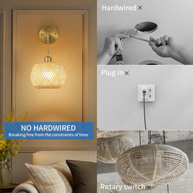 Vitnucrol woven bamboo shade detail creates natural texture and soft glow.