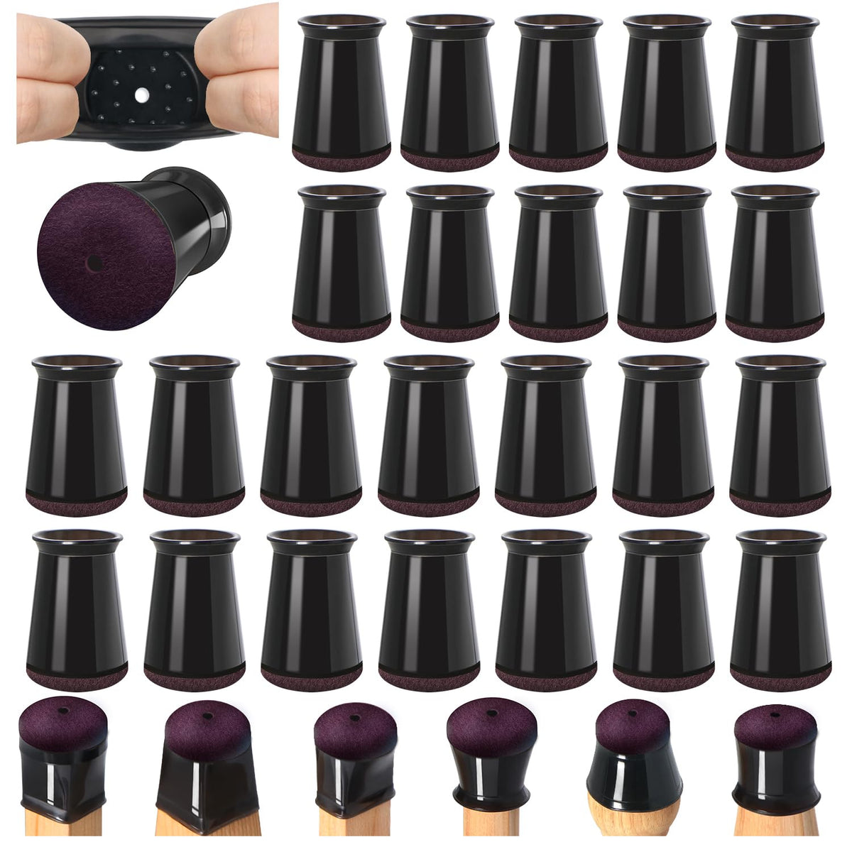 VIUME chair leg protectors with silicone covers shield hardwood floors from scratches.