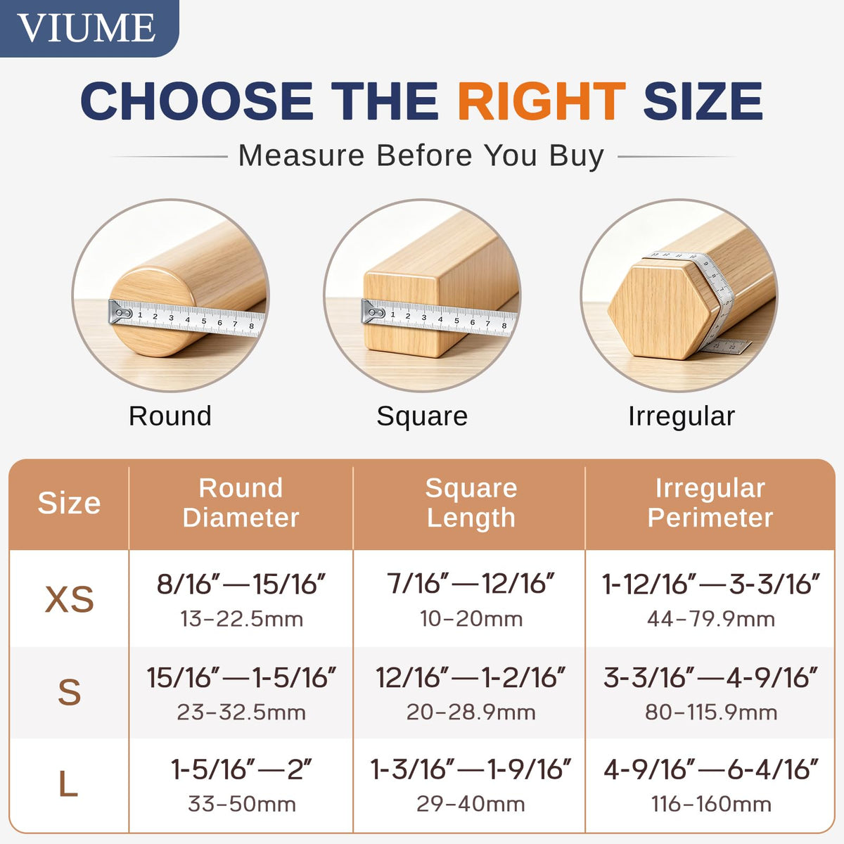VIUME chair leg protectors fit round, square, and irregular legs securely