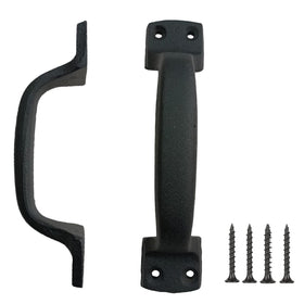 VivaLight 7-inch barn door handle front view with rugged cast iron finish