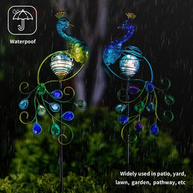 Viveta garden peacock light with welded tail for durable outdoor decoration.