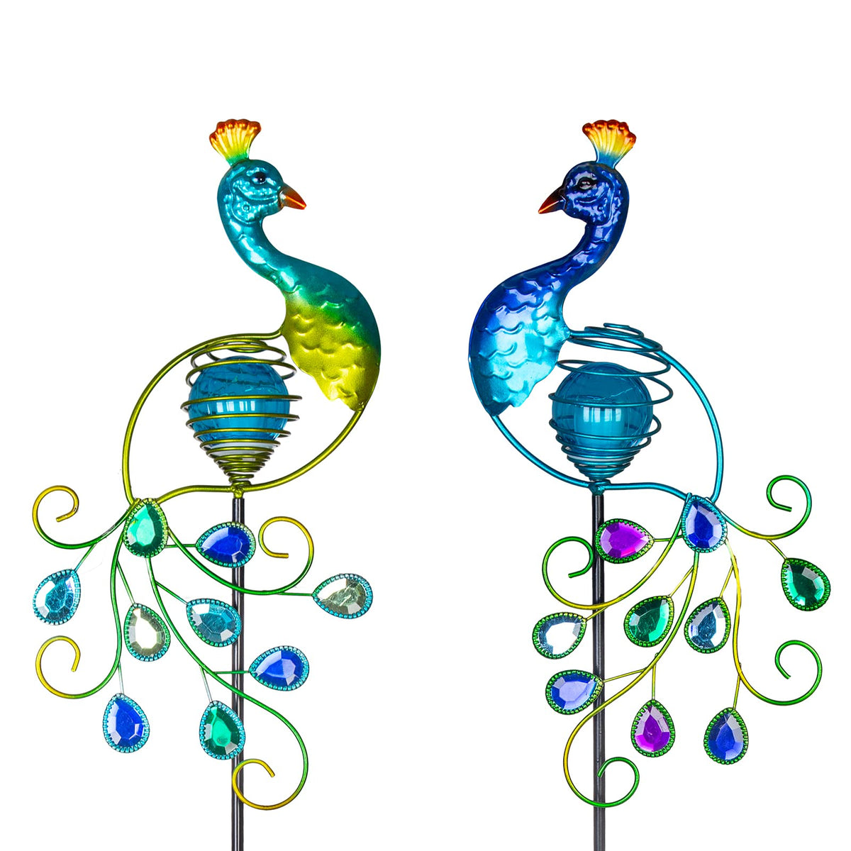 Viveta peacock solar light in the garden adds romantic glow and eco-friendly illumination.