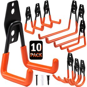 Vivicreate 10-pack garage hooks provide heavy-duty wall mounting for secure tool organization.