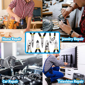Vivicreate full 7-piece pliers set shown in action for home, auto, and electrical tasks.