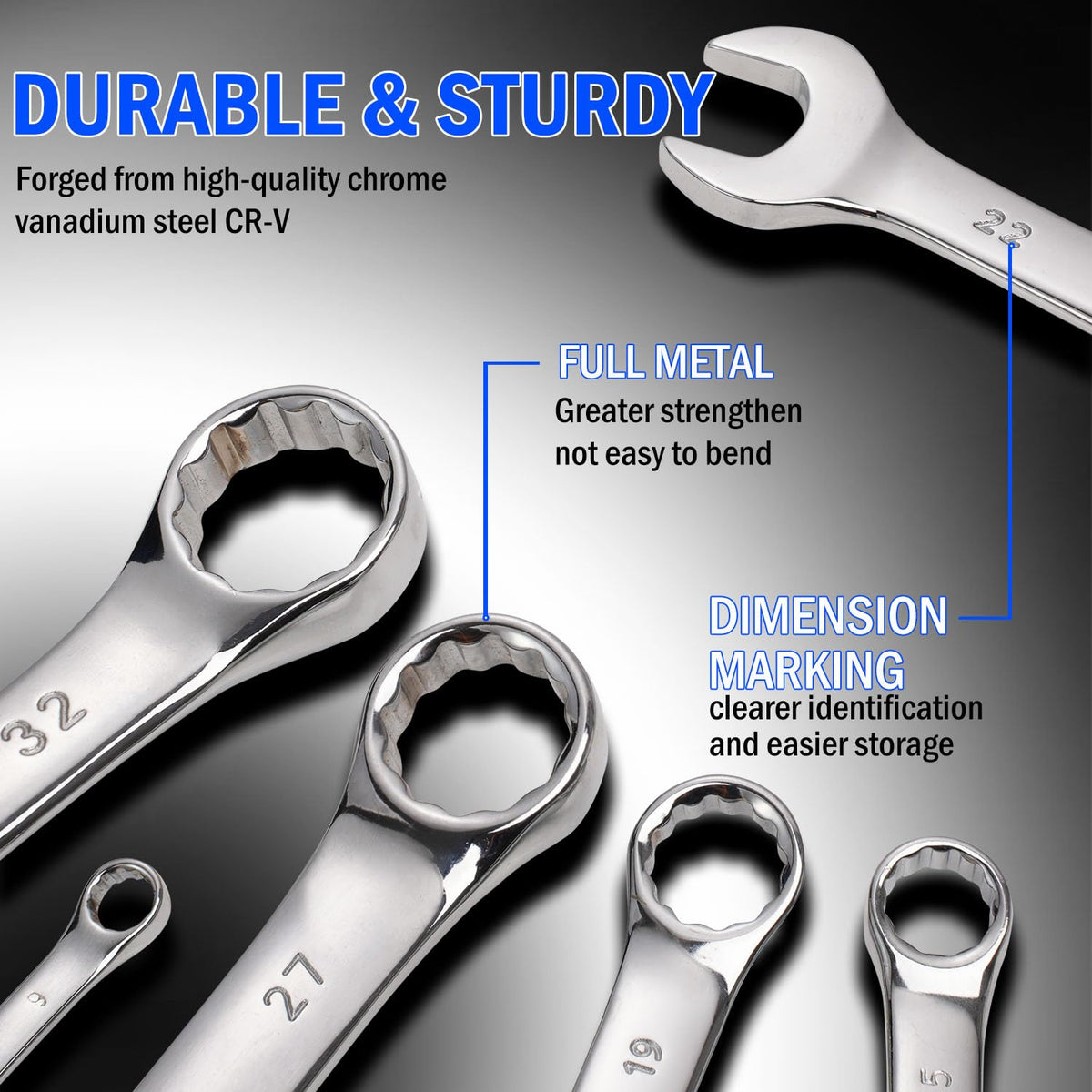 Vivicreate 12-point wrench design offers improved reach in tight spaces.