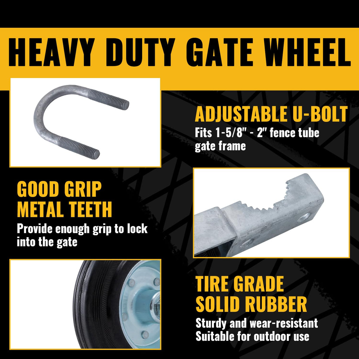 VIVIDA gate wheels support up to 500 pounds for heavy gates