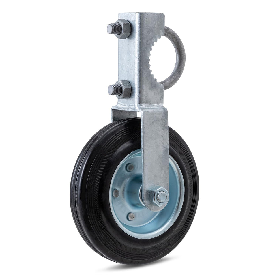 VIVIDA 6-inch gate wheels on a metal-tube gate improve stability and reduce sag