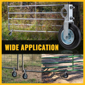 VIVIDA gate wheel with adjustable U-bolt secures metal frame