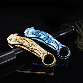 Vividstill close-up shows the embossed dragon texture and durable build