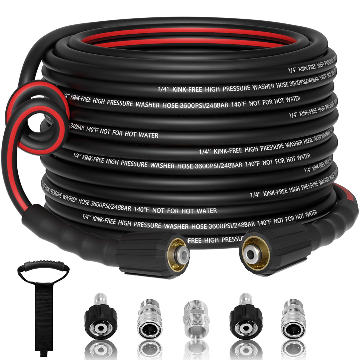 VividWash flexible 50ft hose ready for easy outdoor cleaning.