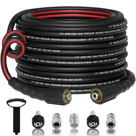 VividWash flexible 50ft hose ready for easy outdoor cleaning.