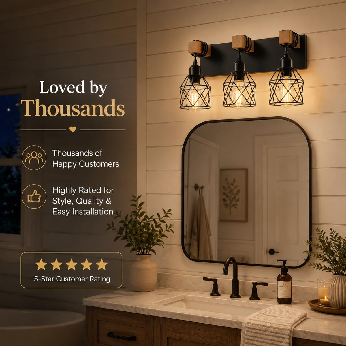 Vivihobb three-light fixture suitable for bathroom and hallway lighting