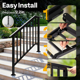 VIVOHOME 4-step railing kit supports secure mounting on multiple surfaces.