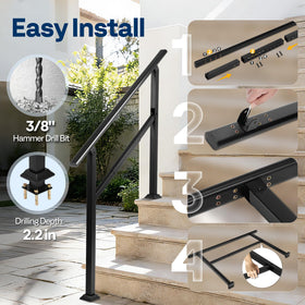 VIVOHOME 4-step rail with adjustable height for varied stairs.