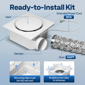 VIVOHOME AutoFlow 4-in duct connection compatible with standard ducts.
