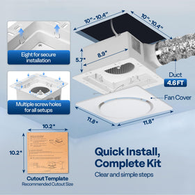 4-inch duct with backdraft damper included in the VIVOHOME AutoFlow kit.
