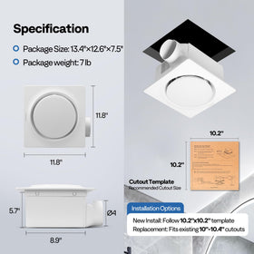VIVOHOME Autoflow ceiling installation demonstrates a clean retrofit in a modern bathroom.
