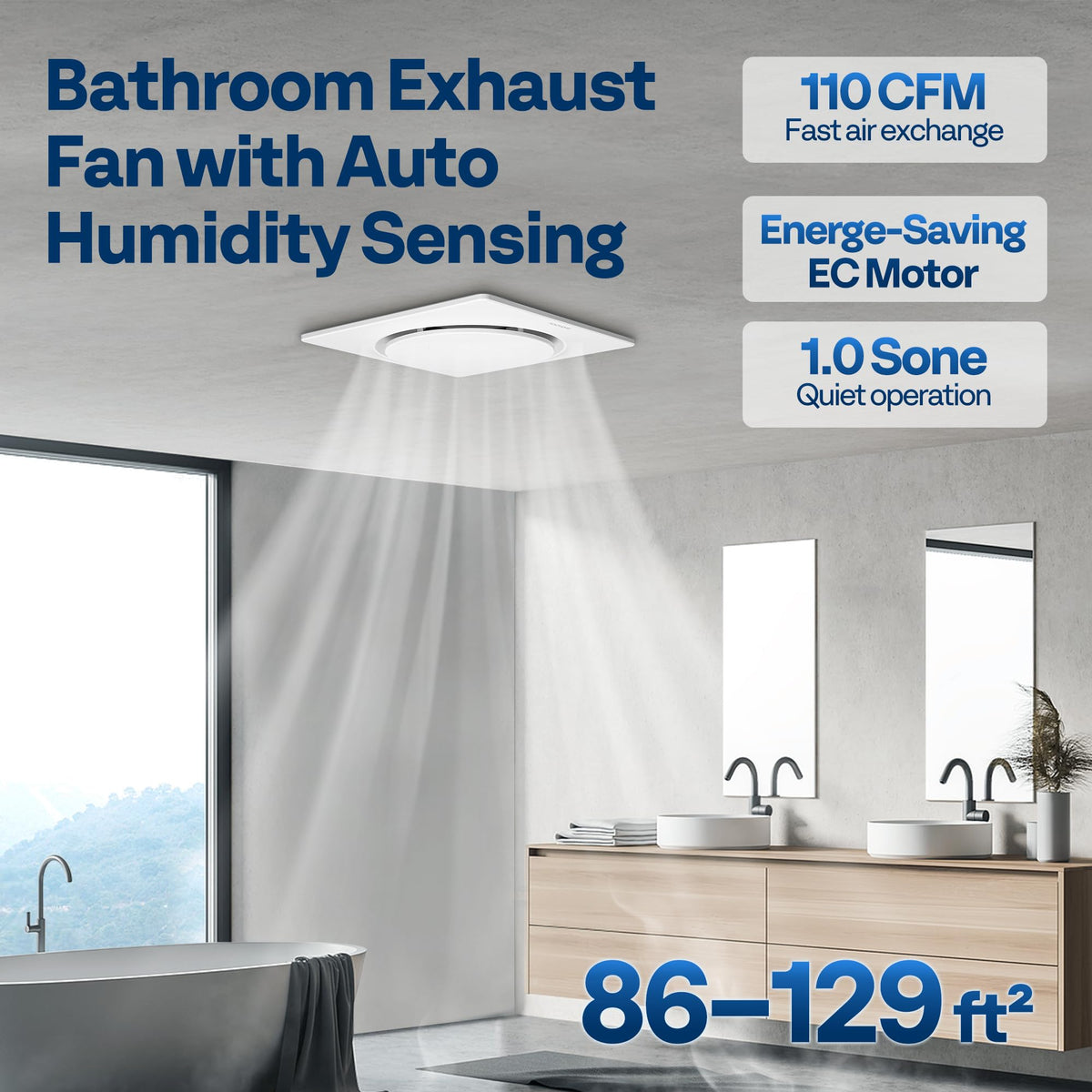 VIVOHOME AutoFlow humidity sensor panel for adaptive ventilation.