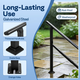 VIVOHOME galvanized steel railing shows rust-resistant outdoor durability.