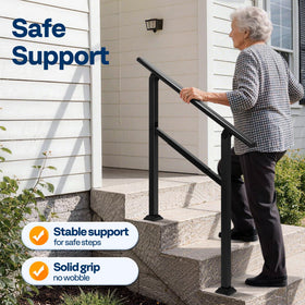 VIVOHOME galvanized steel stair rail showcases durable weatherproof construction.