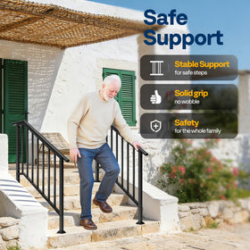 VIVOHOME black oval rails for indoor and outdoor stairs.