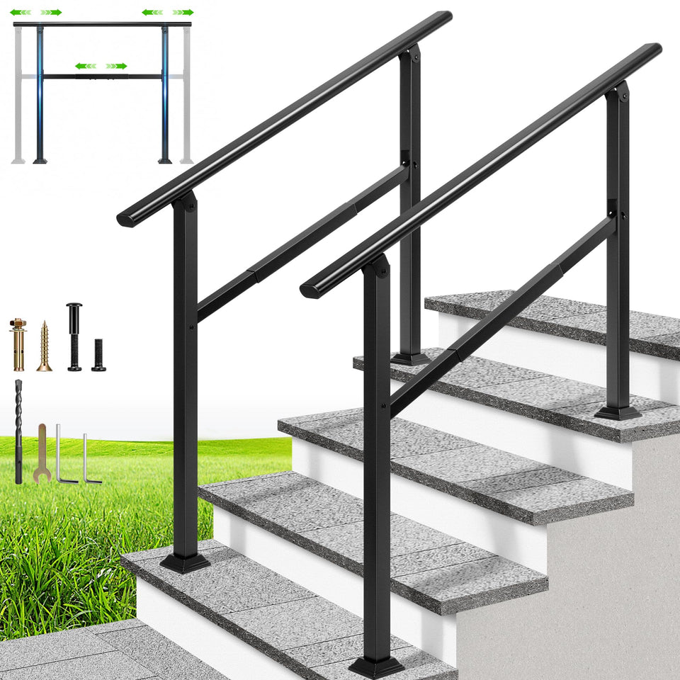 VIVOHOME outdoor handrail with oval design boosts porch safety on stairs.
