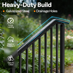 VIVOHOME oval black hand rail with smooth finish enhances porch aesthetics.