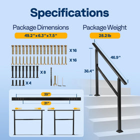 VIVOHOME pair handrails on porch deck illustrate modern safety.