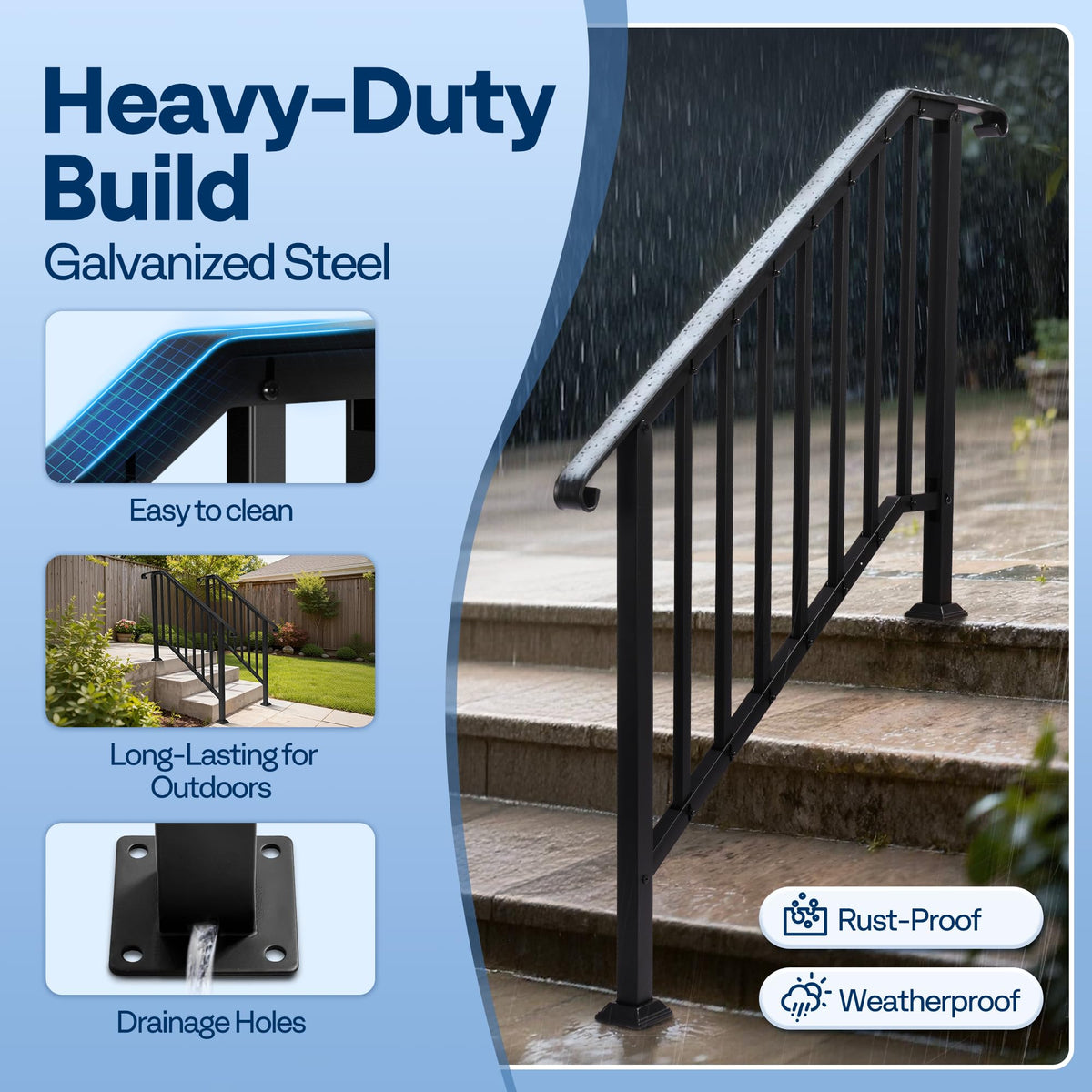 VIVOHOME rails with black finish add style and safety to stairs
