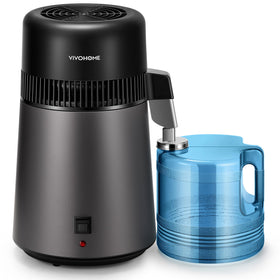 Vivohome Water Distiller 4L front view in stainless steel for home use.