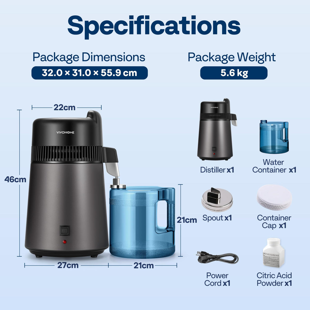 VIVOHOME distiller non-slip base reduces accidental movement.