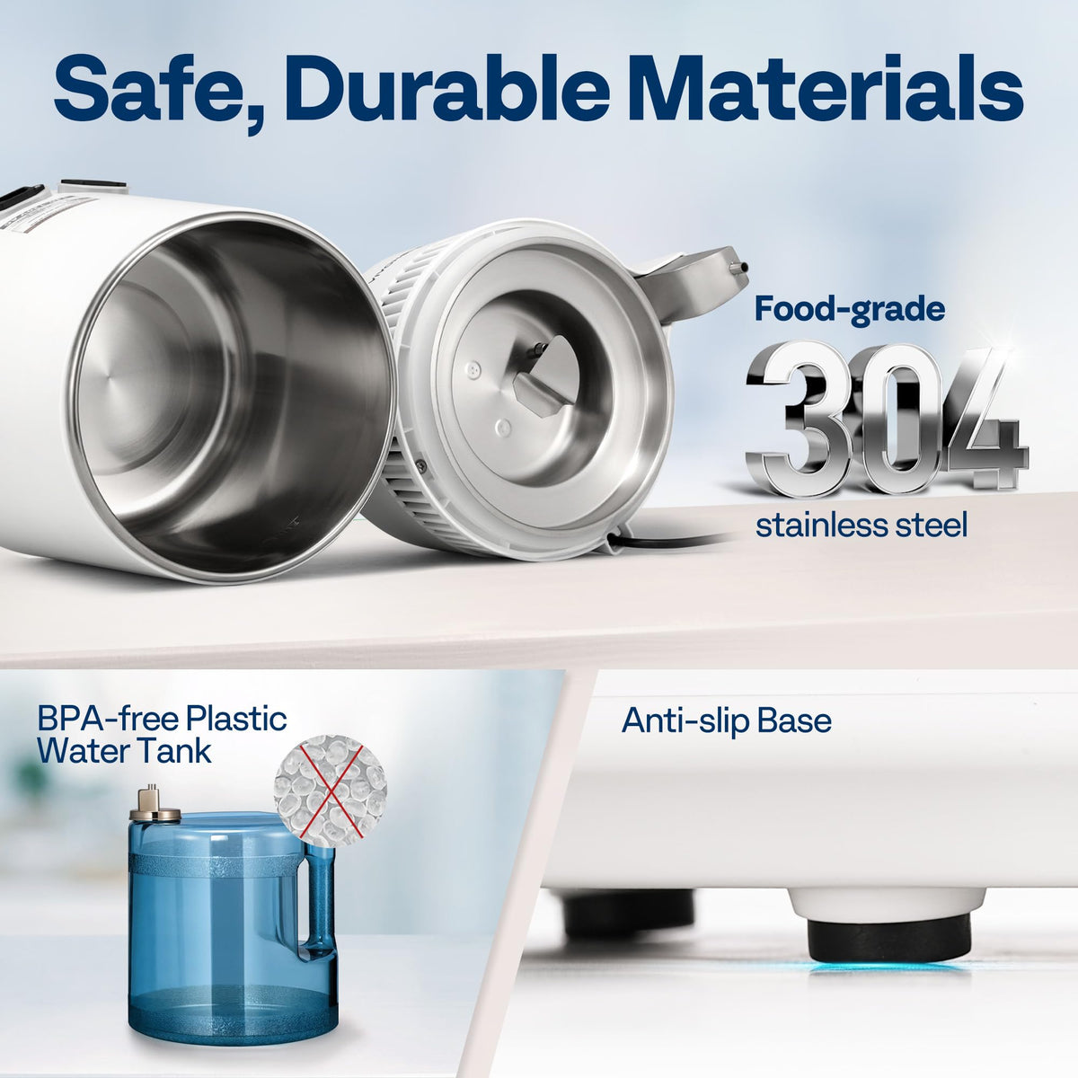 VIVOHOME water distiller four-liter capacity supports practical daily production.