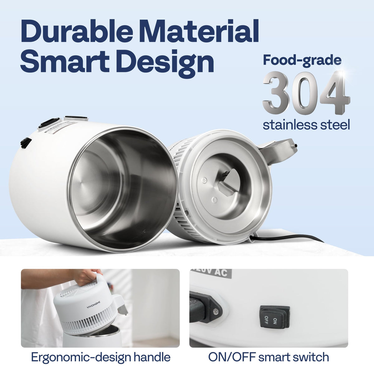 VIVOHOME water distiller control panel for simple operation and monitoring