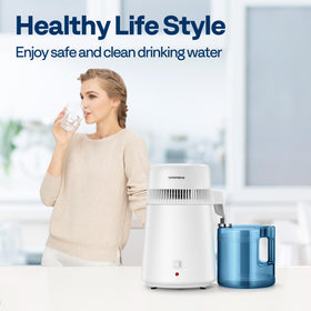 VIVOHOME water distiller smart-switch close-up emphasizes safety and convenience.