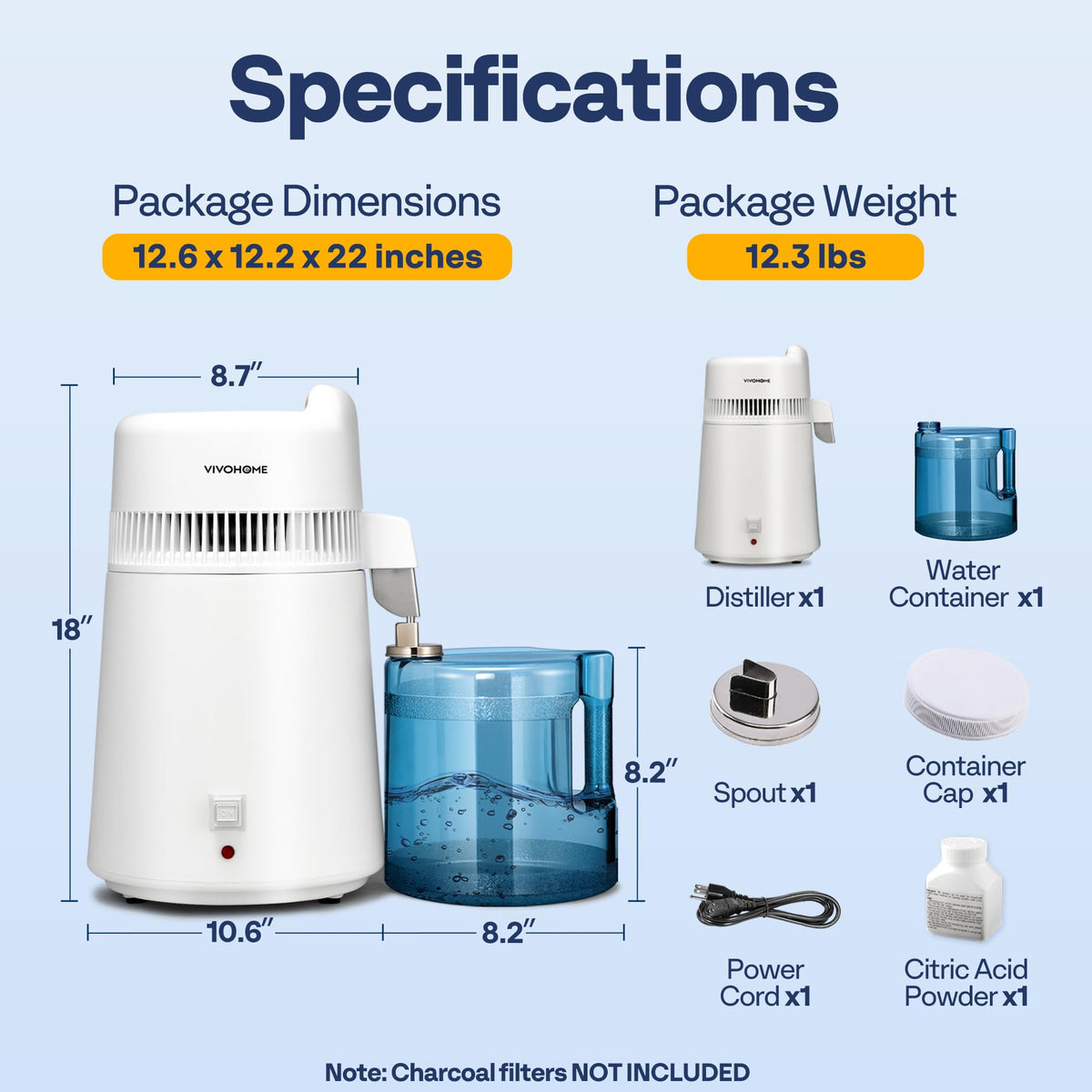 VIVOHOME water distiller spout dispense for convenient collected distilled water