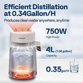 VIVOHOME water distiller stainless-steel body conveys durability and easy cleaning.