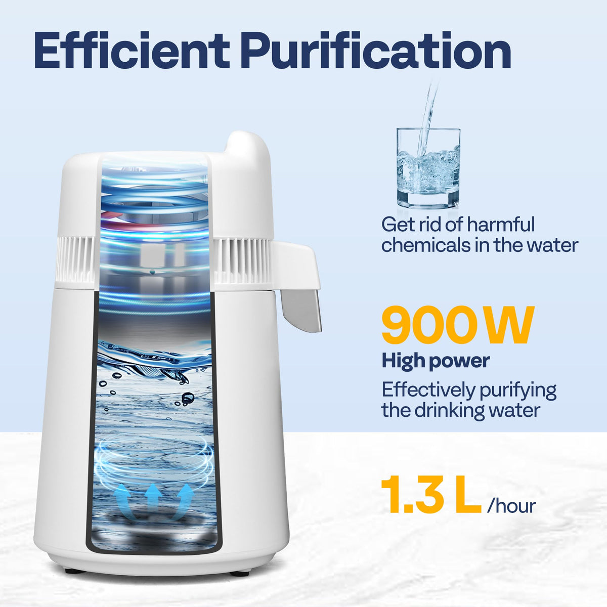 VIVOHOME water distiller stainless steel interior highlighting durable, safe distillation surfaces