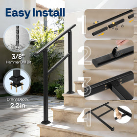VIVOHOME adjustable height handrail fits varying stair depths.