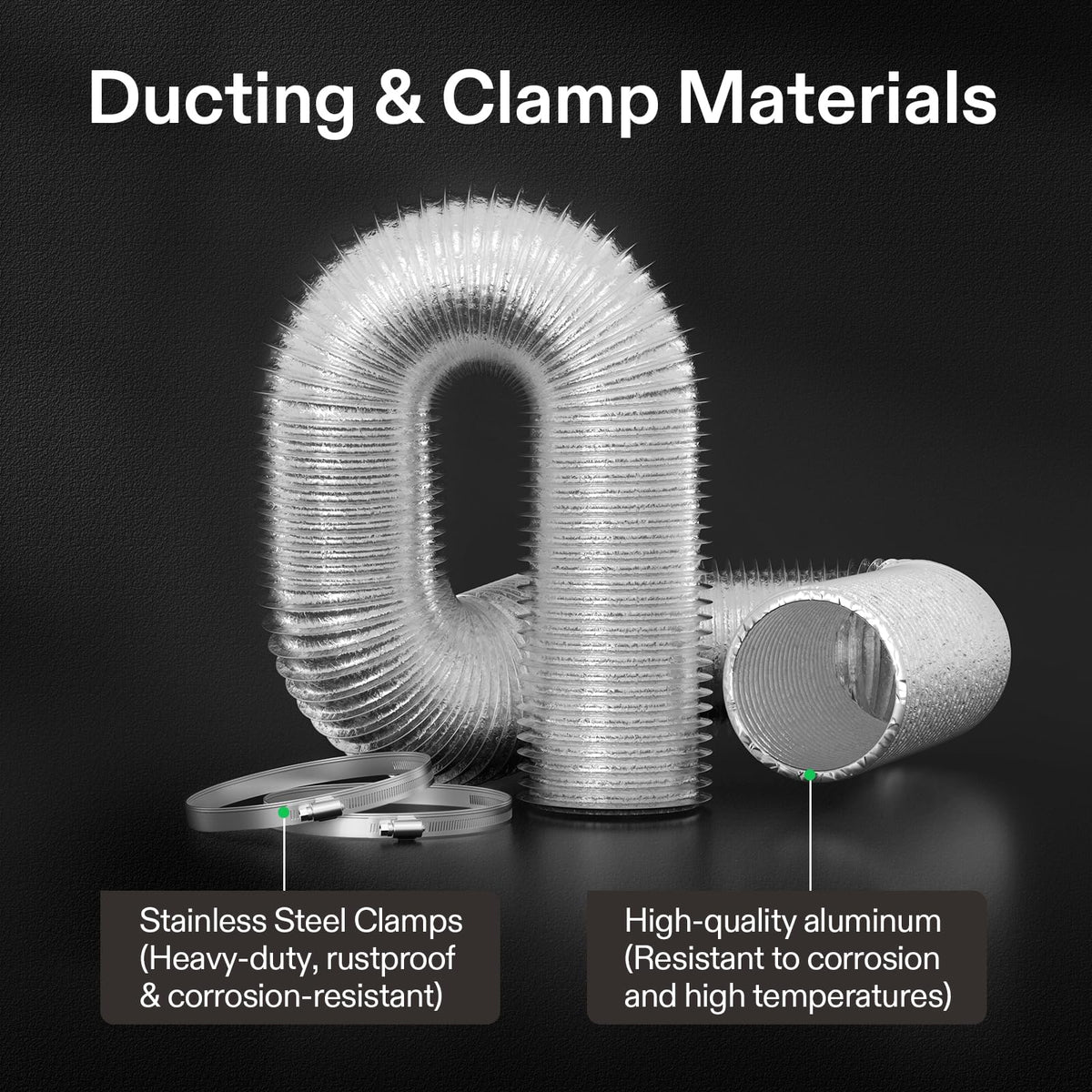 VIVOSUN built-in steel wire enables flexible, adjustable duct shaping for tight spaces.