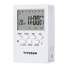 VIVOSUN digital timer outlet with 7-day scheduling for reliable automation.
