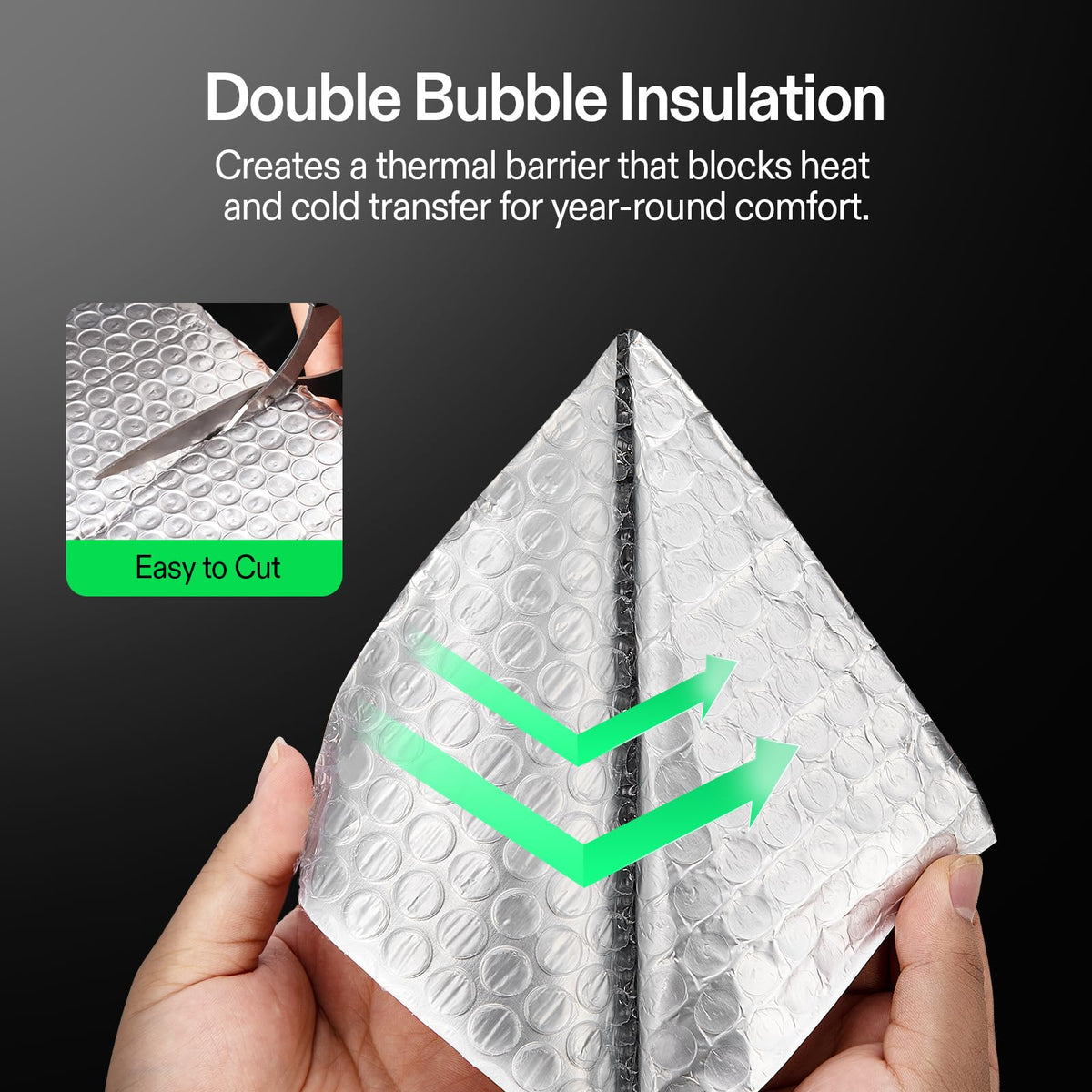 VIVOSUN foil insulation closeup highlights 10 mm bubble layer for insulation