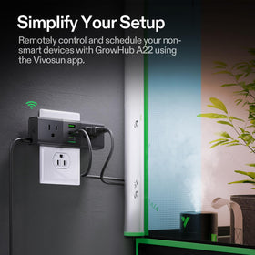 VIVOSUN GrowHub A22 dual outlets for reliable power to grow devices.