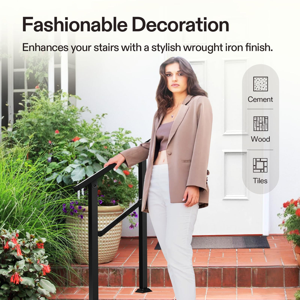 VIVOSUN adjustable angle handrail for varied step heights