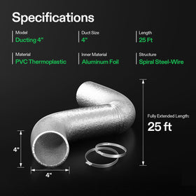 VIVOSUN HVAC ducting for bathroom and kitchen exhaust.