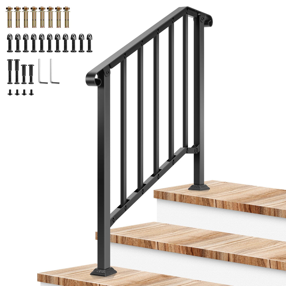 VIVOSUN outdoor handrail for three-step stairs with iron construction for stability