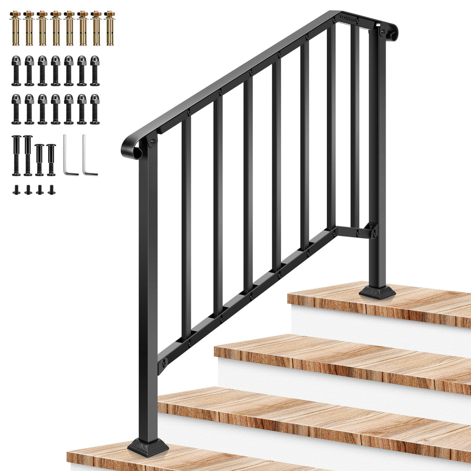 VIVOSUN outdoor handrail with 4-step design offers sturdy support.