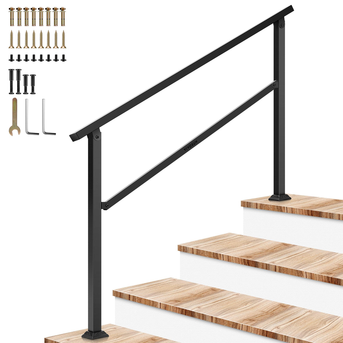 VIVOSUN outdoor handrail on a 4-step stair provides sturdy support outdoors