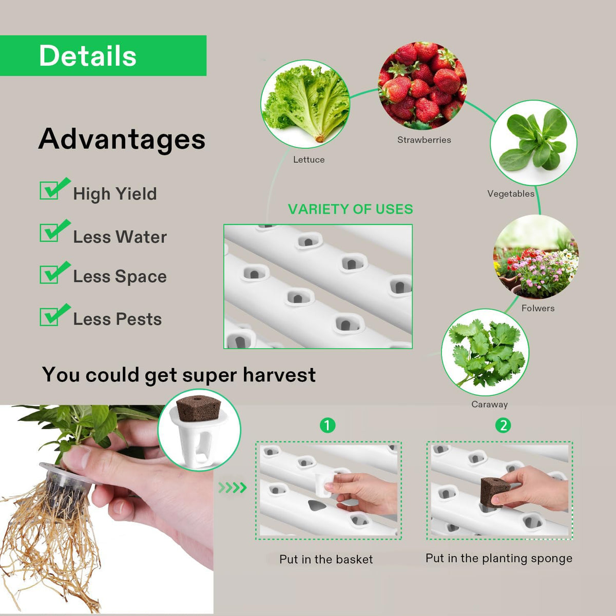 VIVOSUN PVC-U pipes measure 31.1 inches for a sturdy frame.